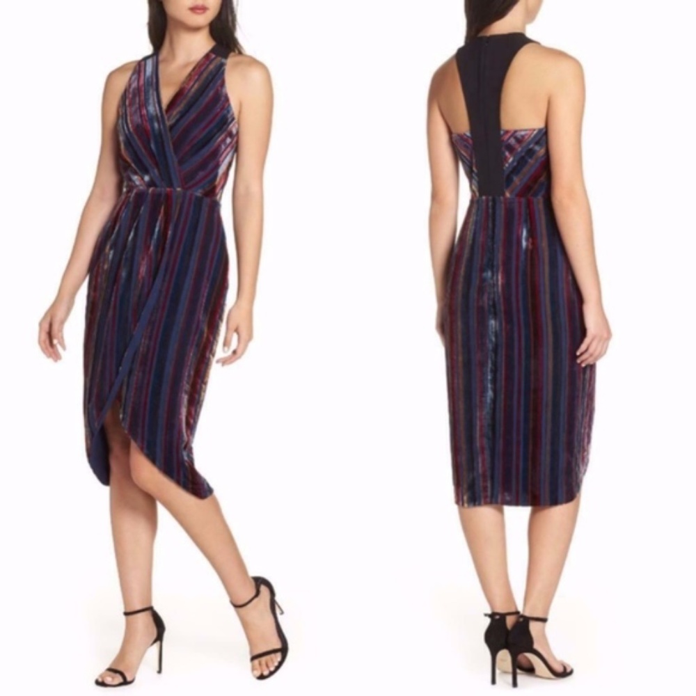 Make Offer Harlyn Striped Velvet Tulip Dress XL